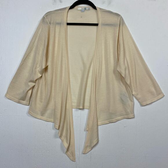 Boden Cream 100% Wool Open Front Cardigan Sweater Size 18 - Picture 1 of 4